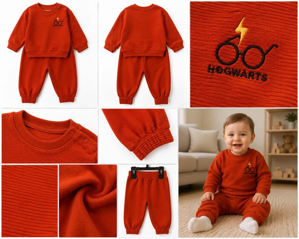 Harry Potter Hogwarts 2-Piece Outfit Set Baby 0–3 Months Rust Orange Ribbed New